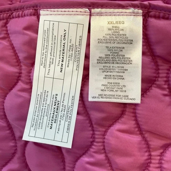 Free Country Pink Quilted vest NWT - Picture 3 of 8